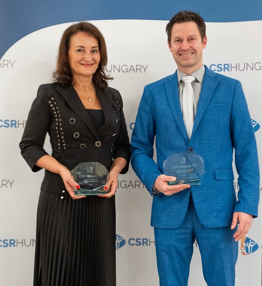 CSR award, Mónika Czechmeister und Péter Éliás auf dem Photo